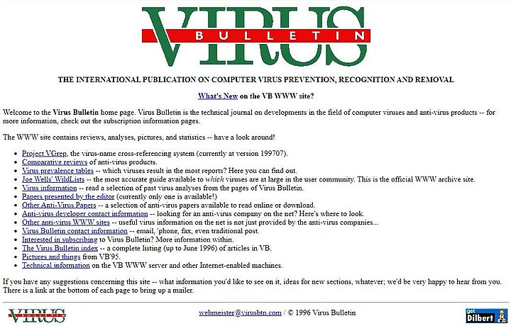 Website der Zeitschrift Pic VB (1996) von Archive.org