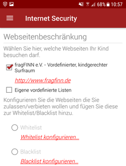 fragFINN.de innerhalb der G DATA Security für Android