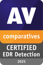 "Certified EDR Detection"-Logo von AV Comparatives