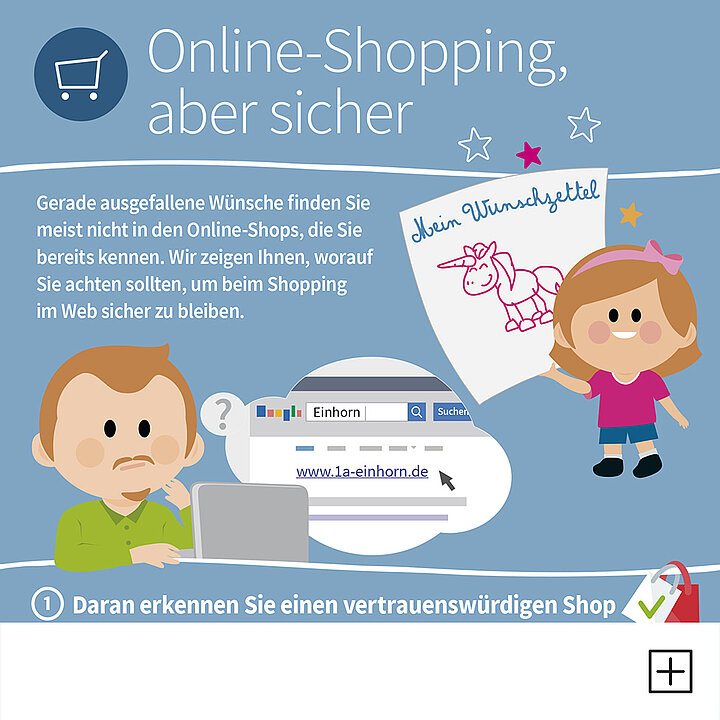 Die ganze Infografik zum Thema Online-Shopping öffnet sich mit einem Klick.  Anriss der Infografik