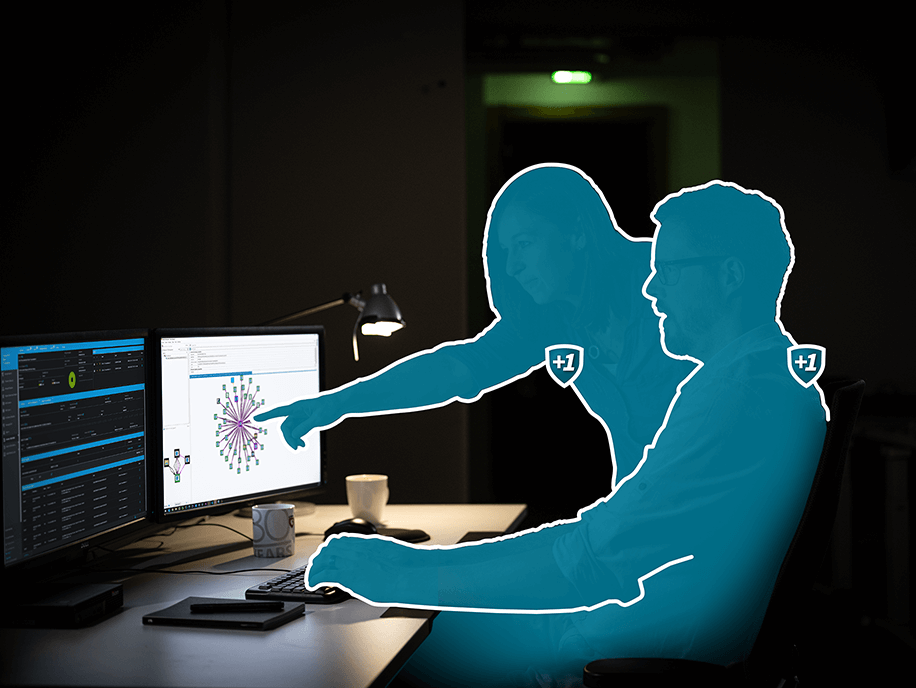 MXDR Fachleute analysieren nachts einen potenziellen Angriff.