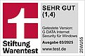 Stiftung Warentest Note 1,4 im März 2025 Stiftung Warentest Wertung: sehr gut