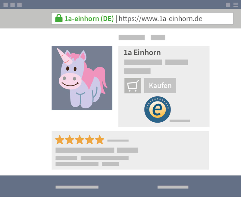 Browserfenster mit Produktwebseite