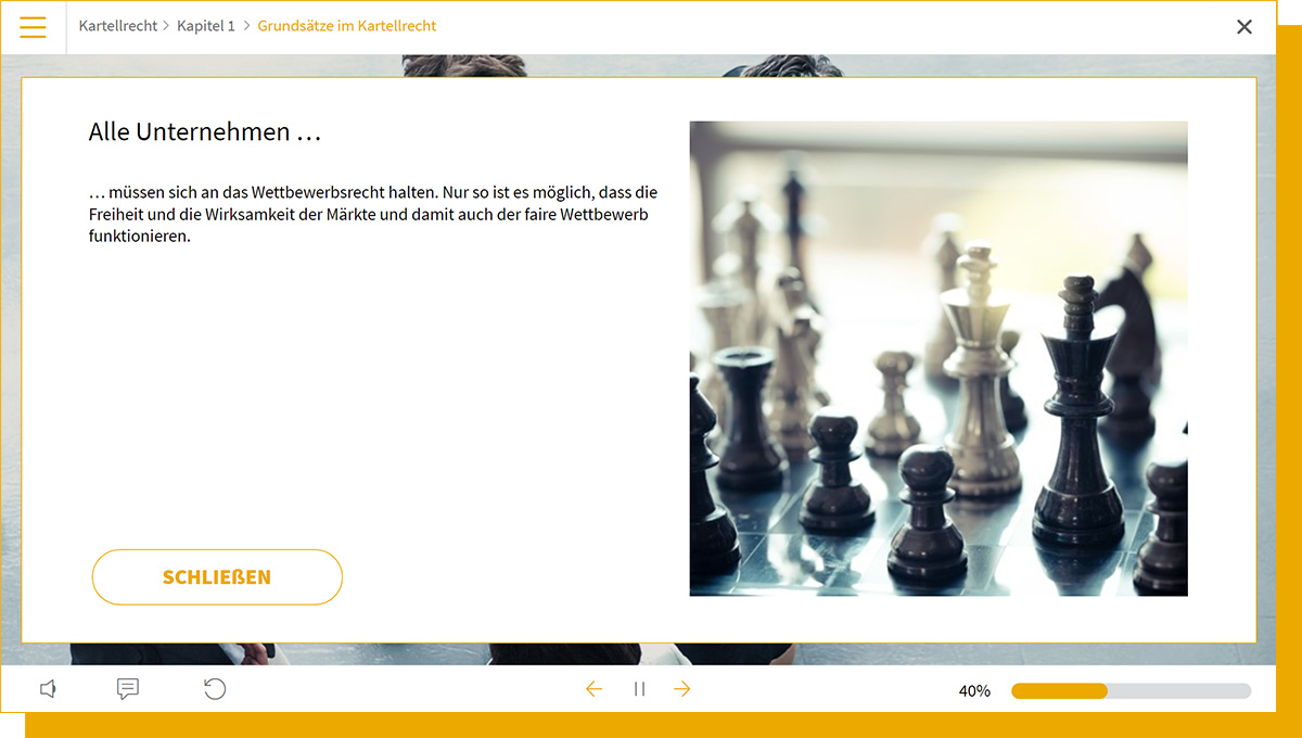 Screenshot aus dem E-Learning Kartellrecht