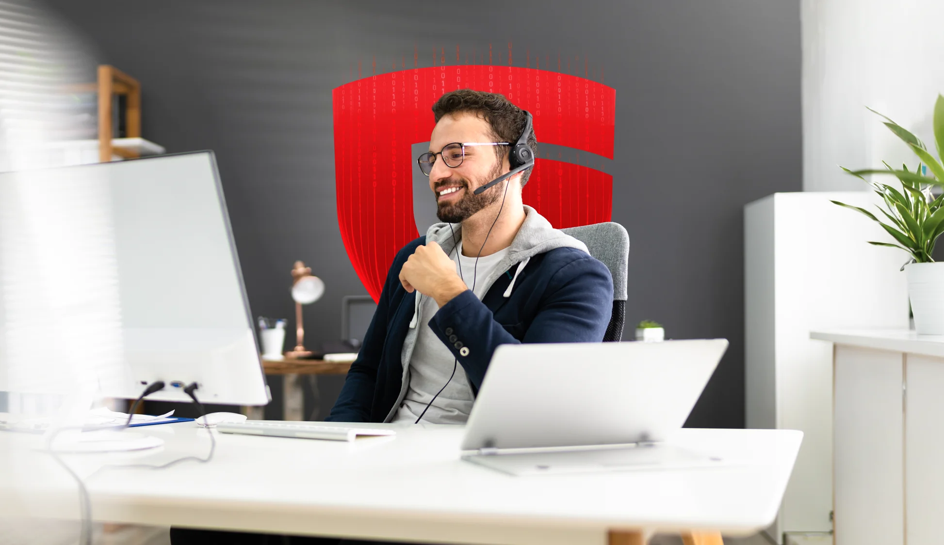 Mann hält Webinar