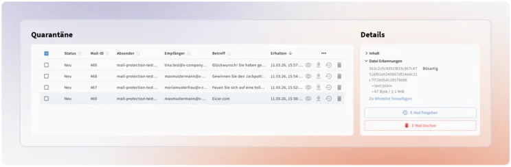Quarantäne der G DATA Mail Protection