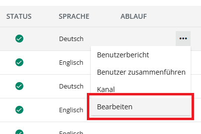 Bearbeiten auswählen