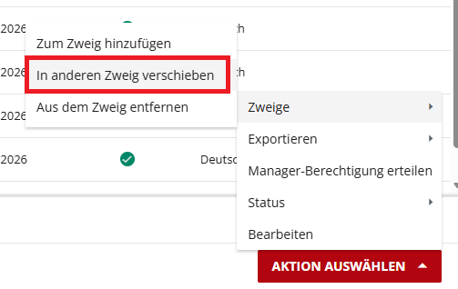 Lernenden in anderen Zweig verschieben
