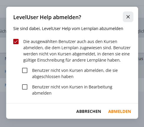 Benutzer abmelden