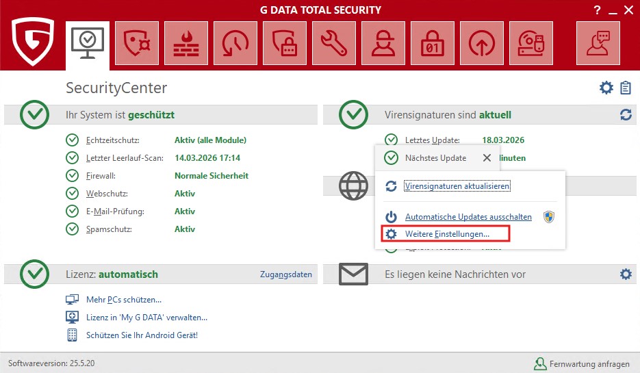 Weitere Einstellungen