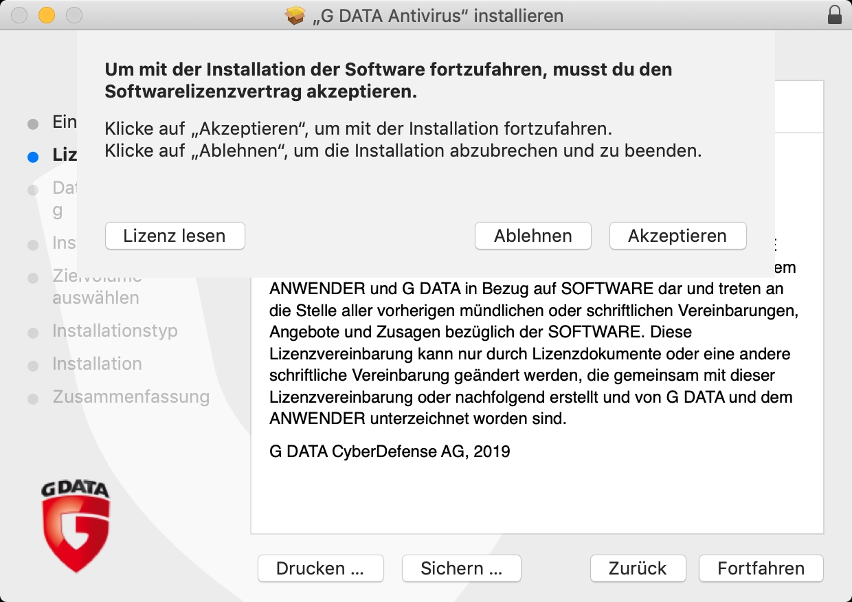 Lizenz akzeptieren