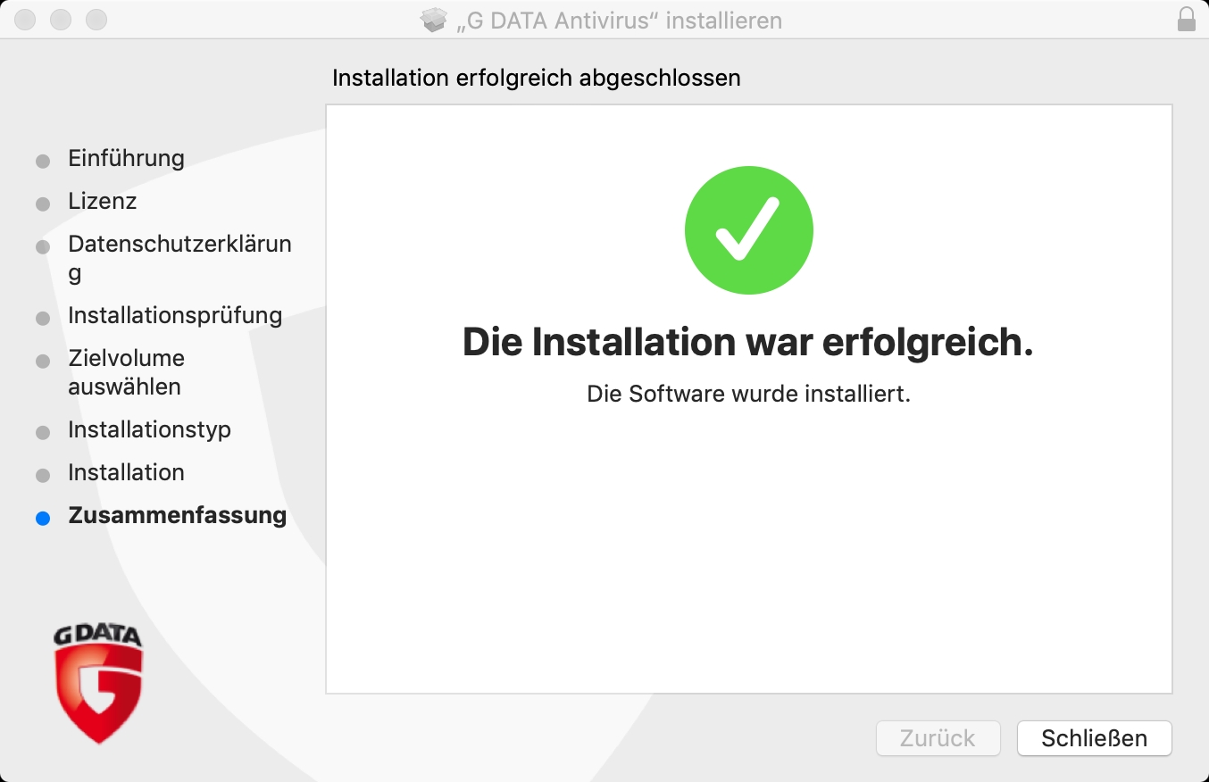 Installation abgeschlossen