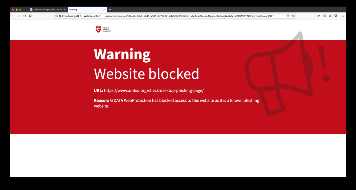 Webseite blockiert