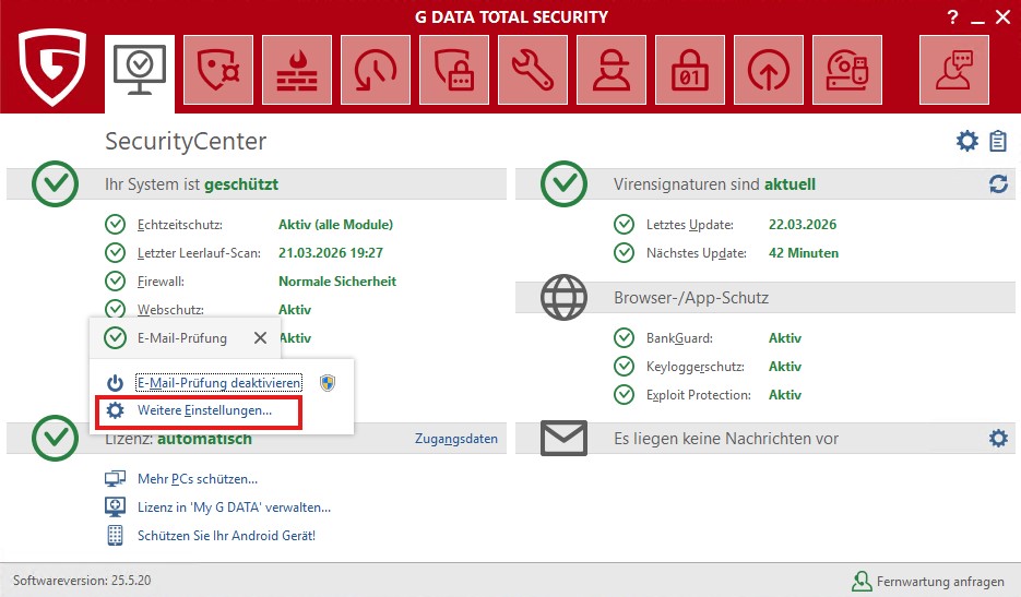 Weitere Einstellungen