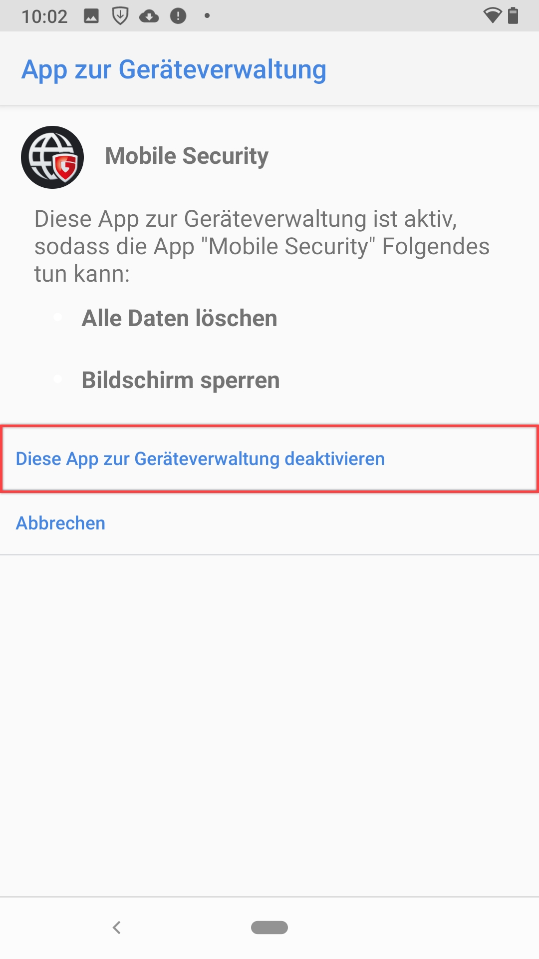 Deinstallation MSA Android