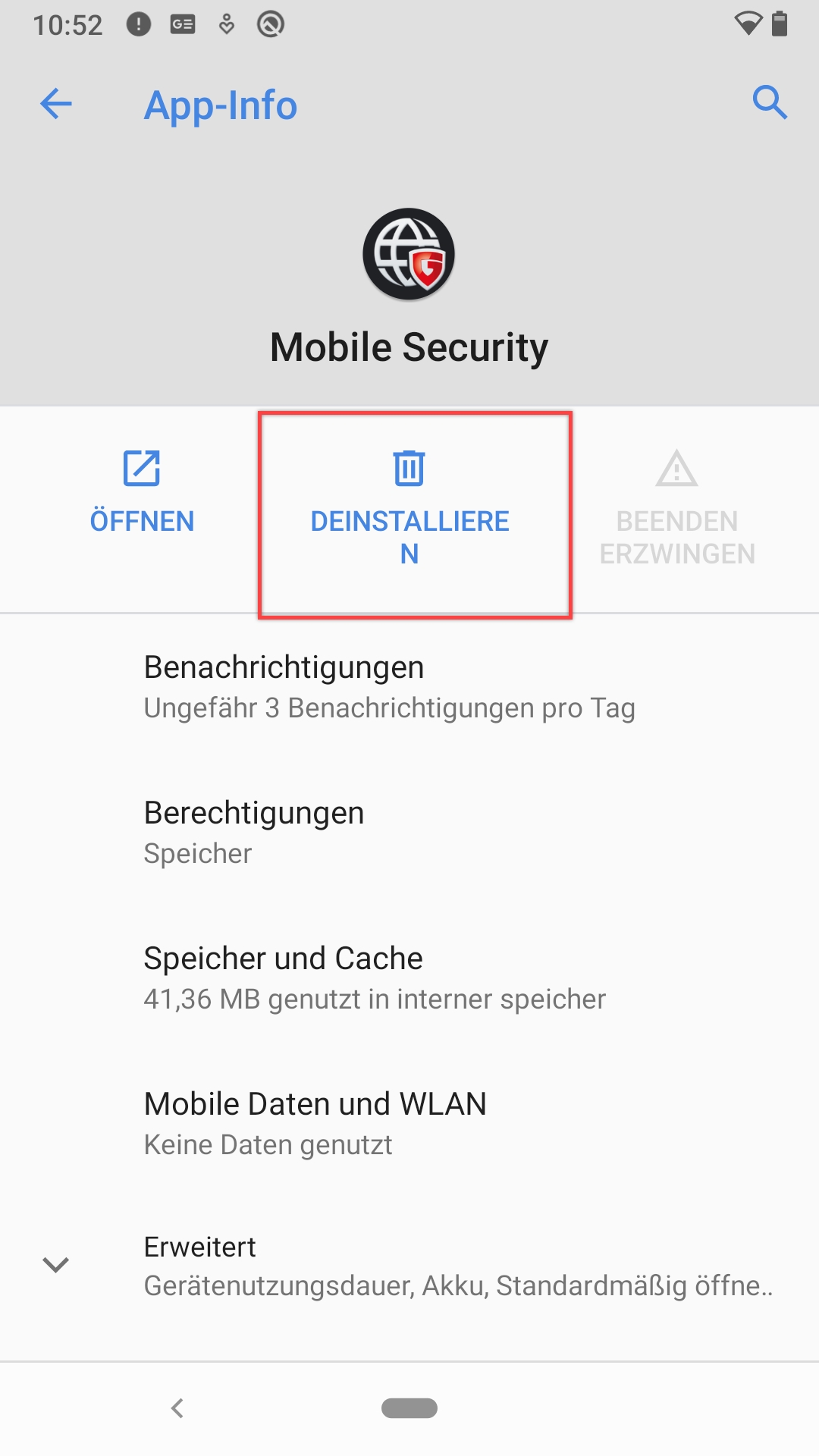 Deinstallation MSA Android