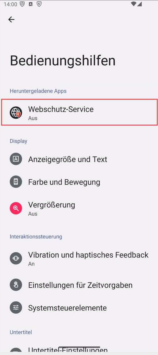 WebSchutz aktivieren