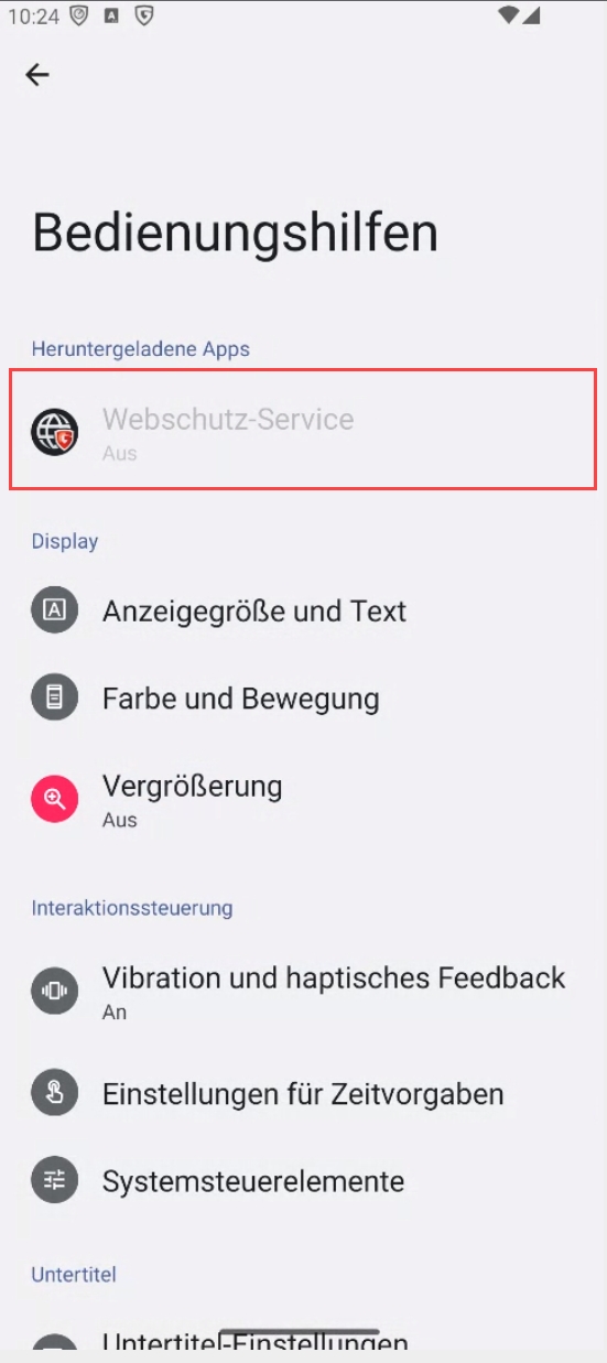 WebSchutz aktivieren nach APK Installation