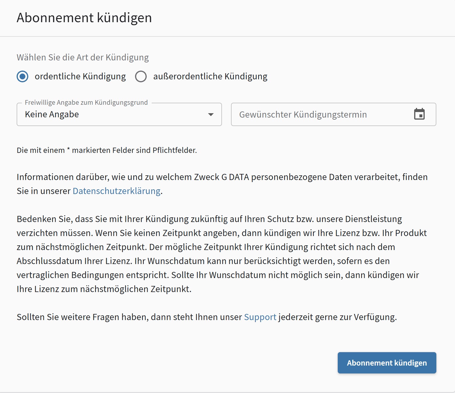 Kündigung ordentlich