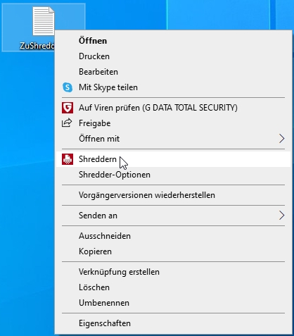 Shredder öffnen