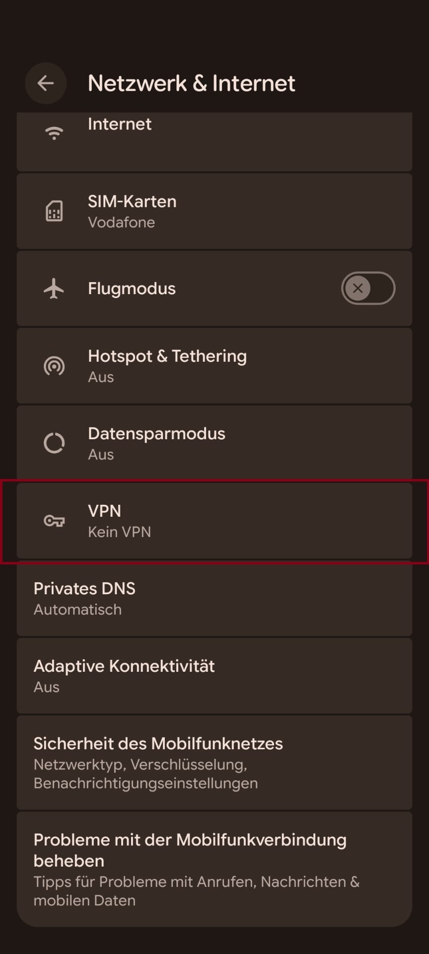 Android Einstellungen