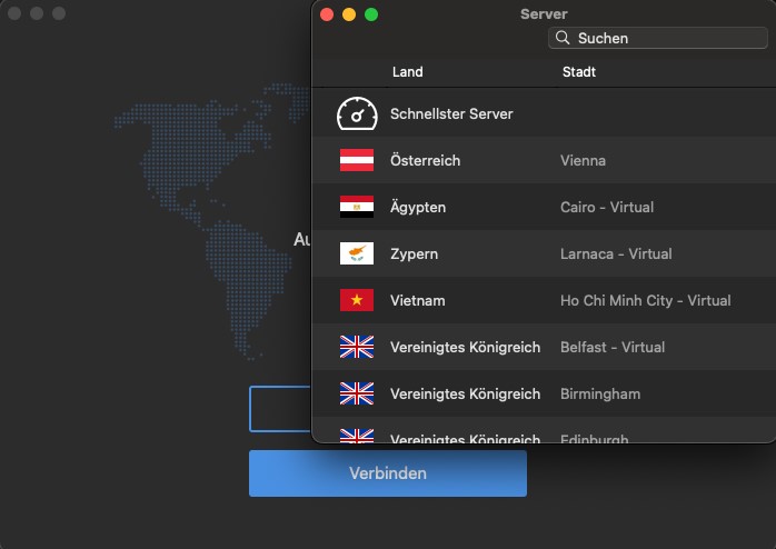Verbindung auswählen