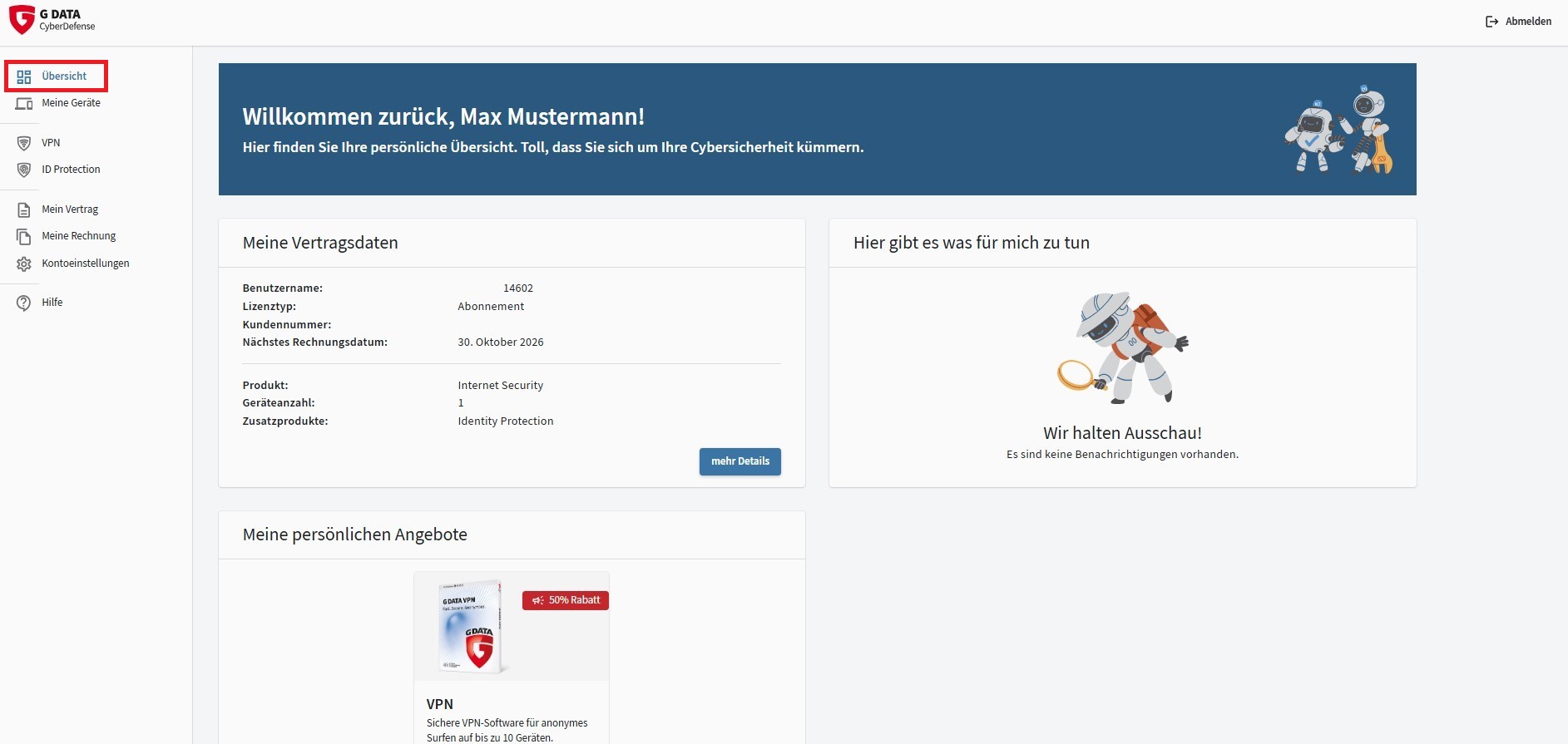 My G DATA Dashboard