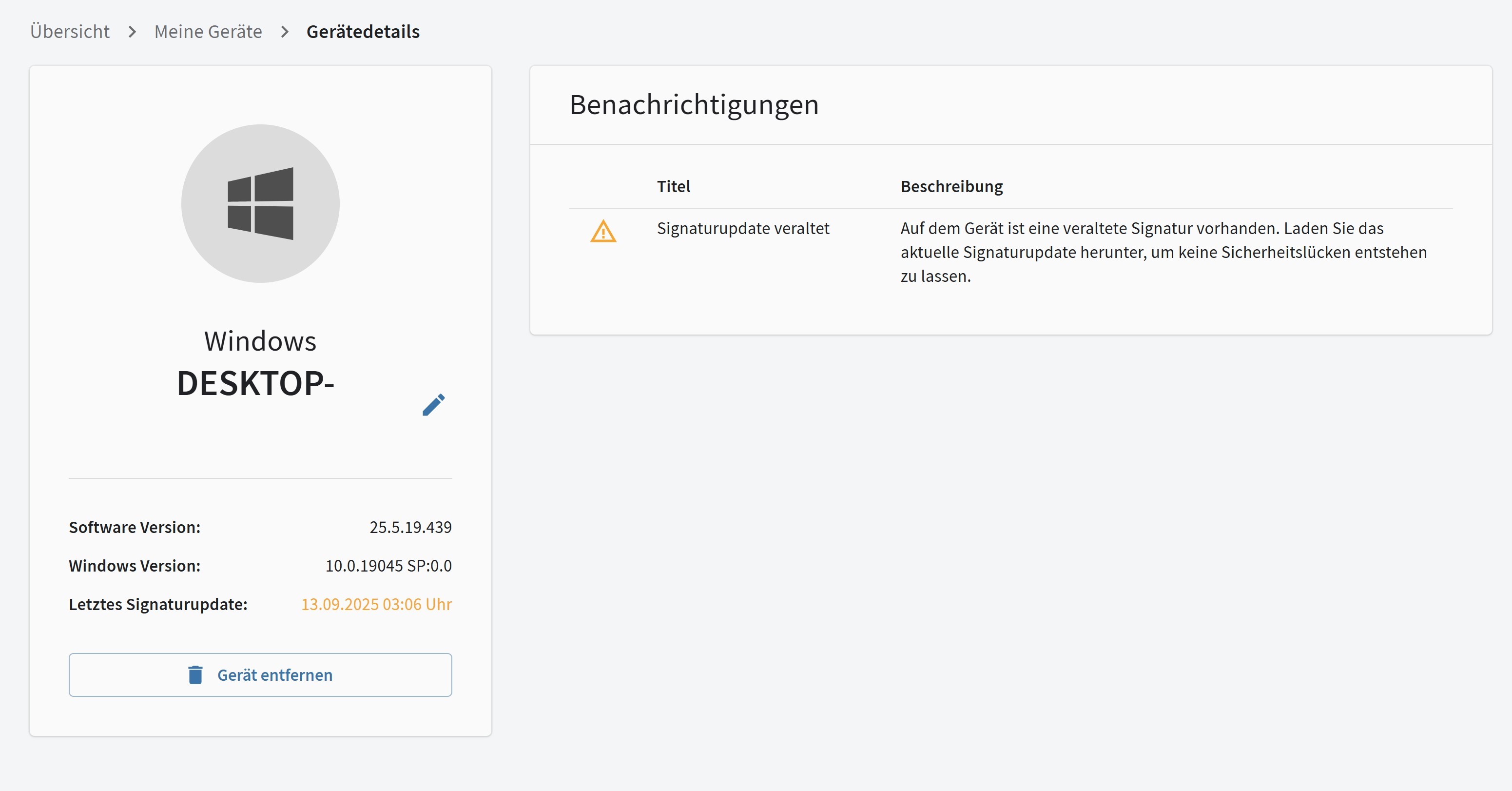 Geräte-Detailansicht