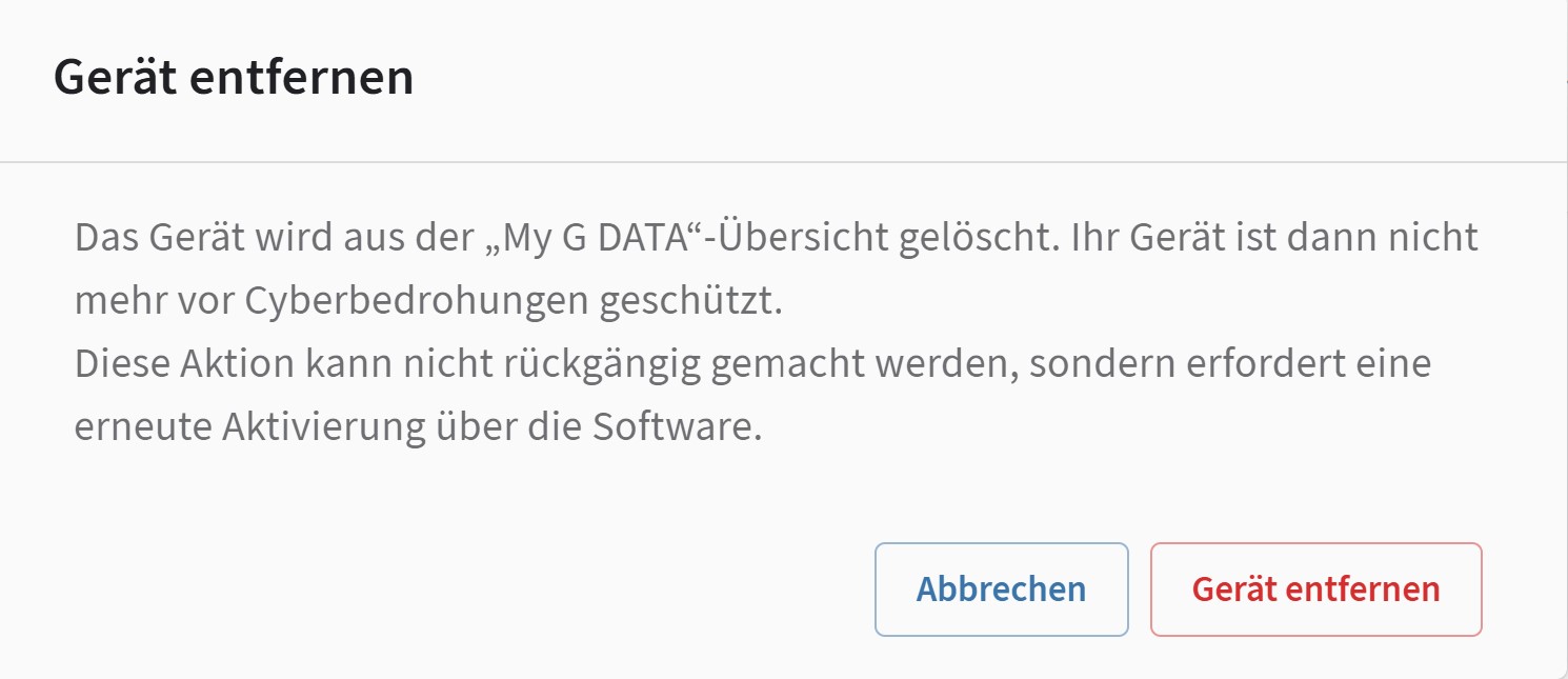 Gerät entfernen bestätigen
