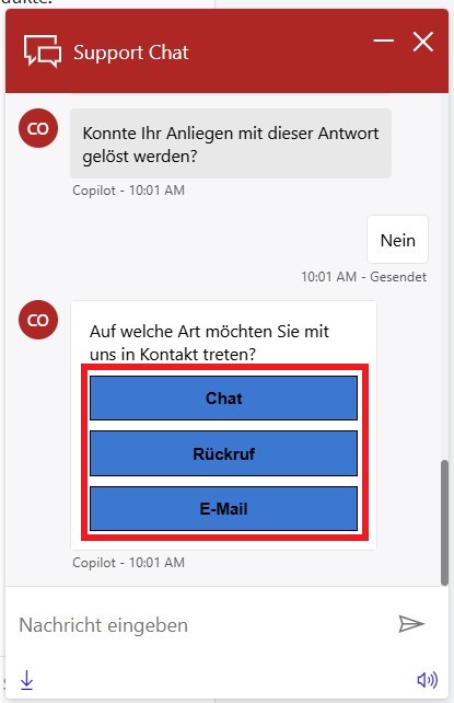 Form der Kontaktaufnahme