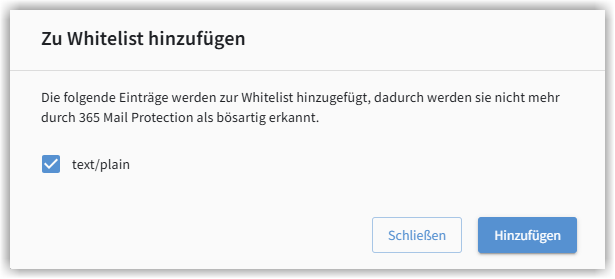 Whitelisteintrag bestätigen