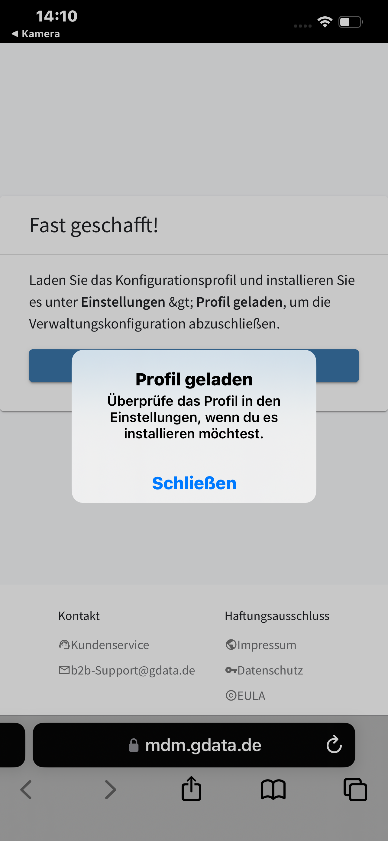Konfigurationsprofil geladen