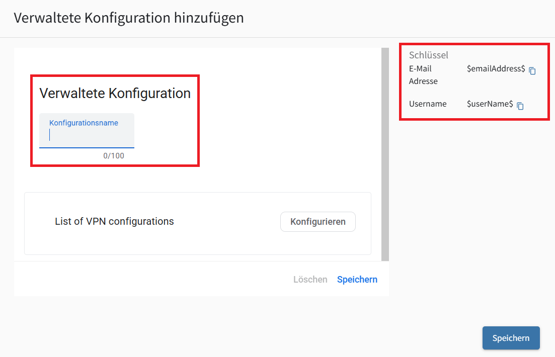 Neue Konfiguration