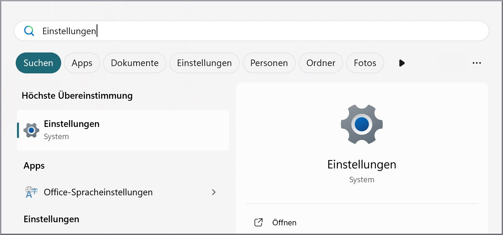 Einstellungen öffnen