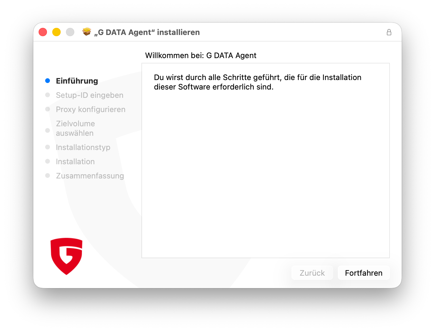 Start der Installation
