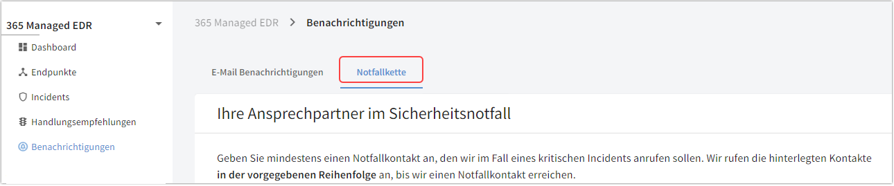 G DATA 365 | MXDR Notfallkette