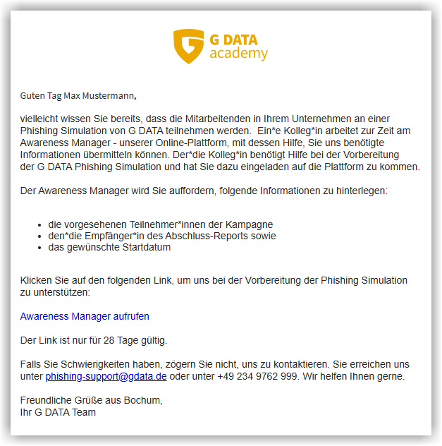 E-Mail an die hinzugefügte Person