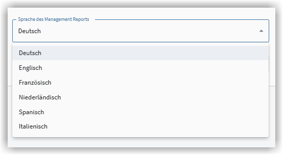 Sprachauswahl eines Berichtetes der G DATA Awareness Manager