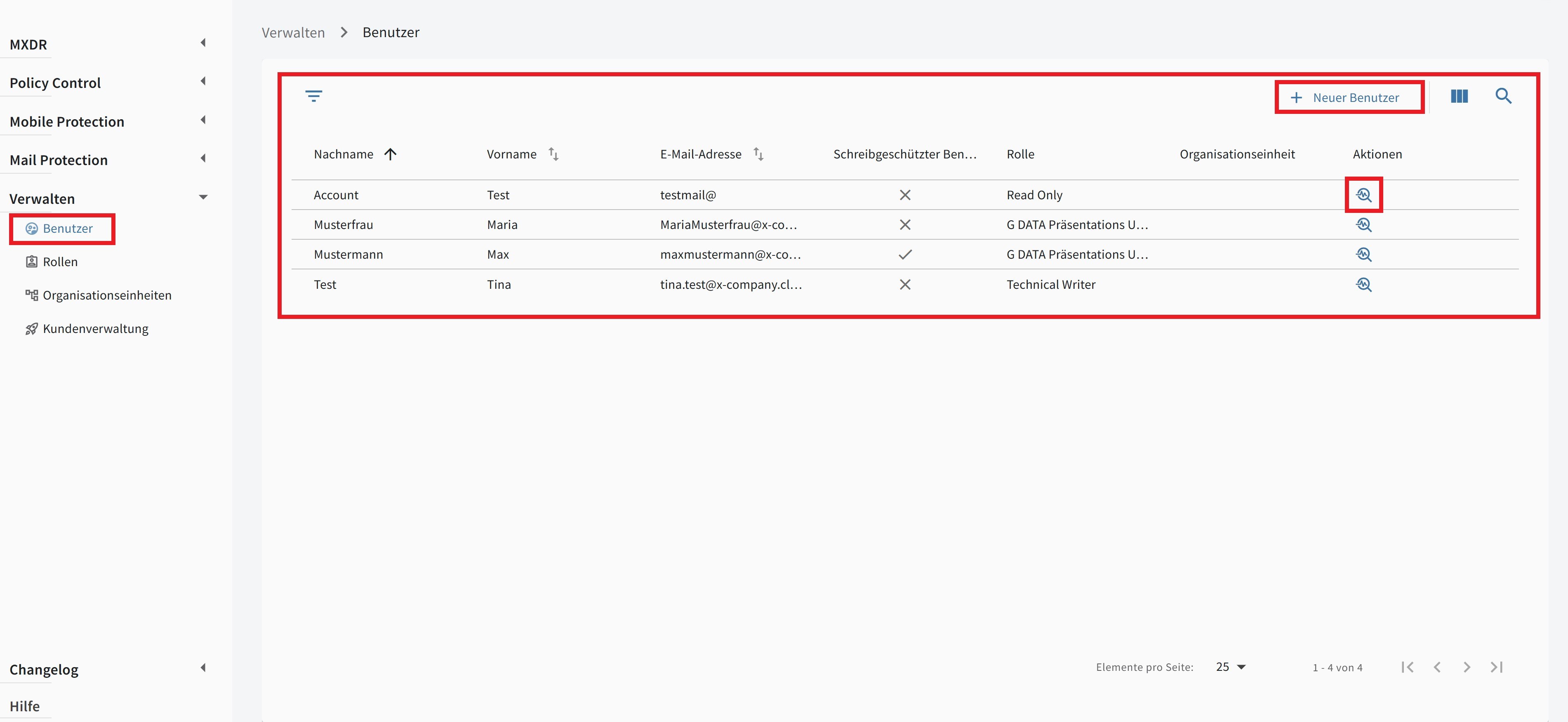 G DATA 365 | Managed XDR Benutzer