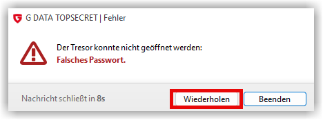 Falsches Passwort
