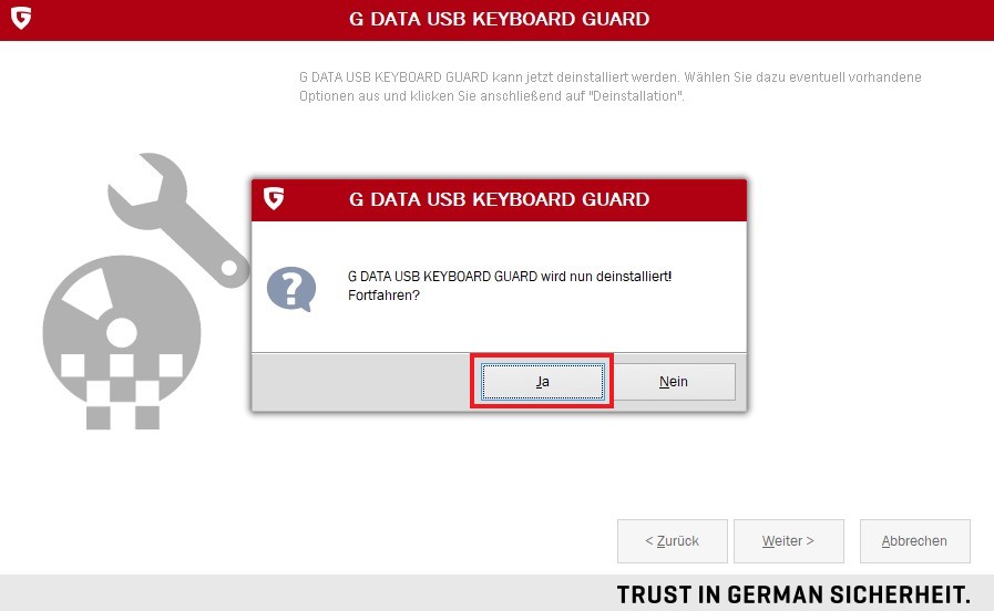 Deinstallation bestätigen
