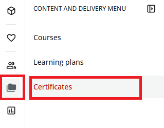 Certificates section