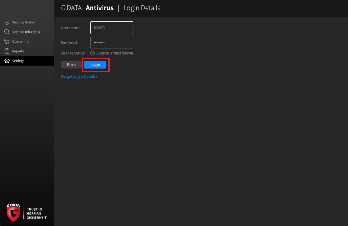 Enter credentials on Mac
