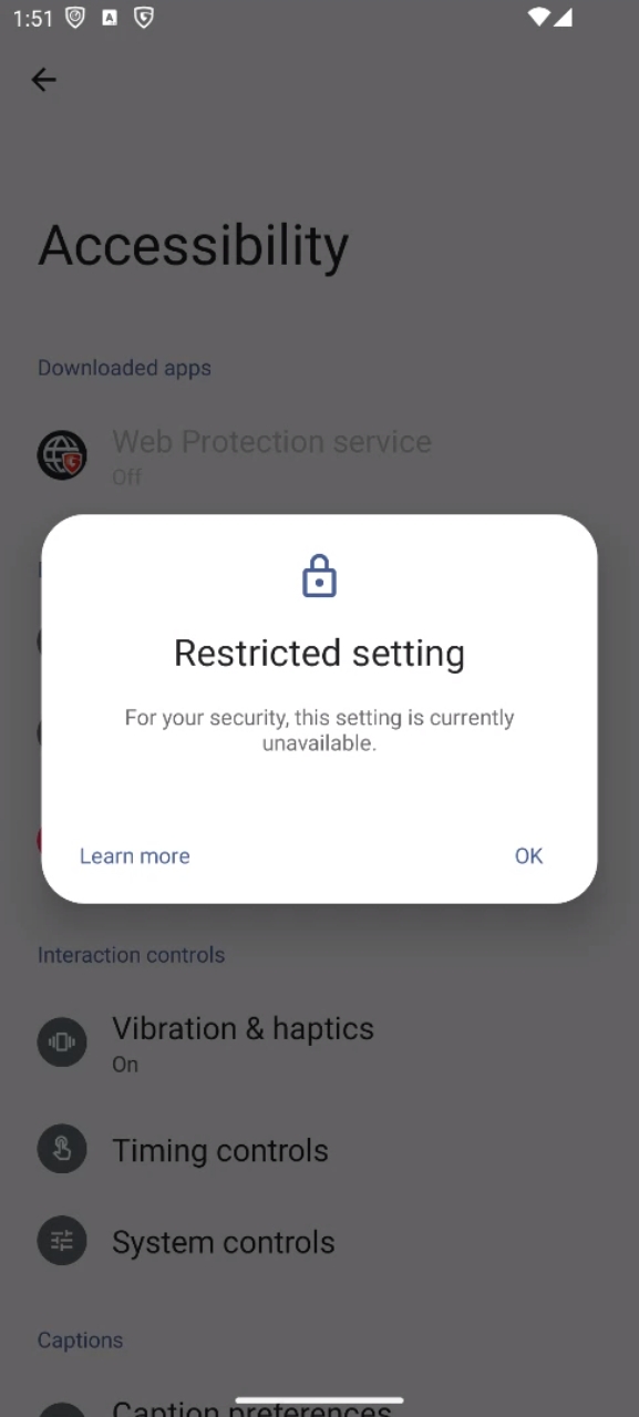 Restricted settings