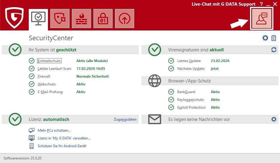 In-app chatbot