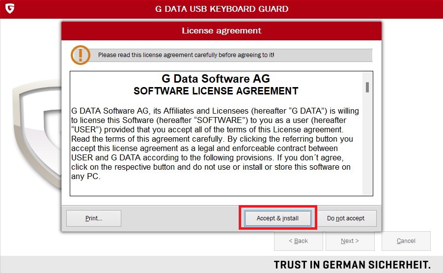 Accept license agreement