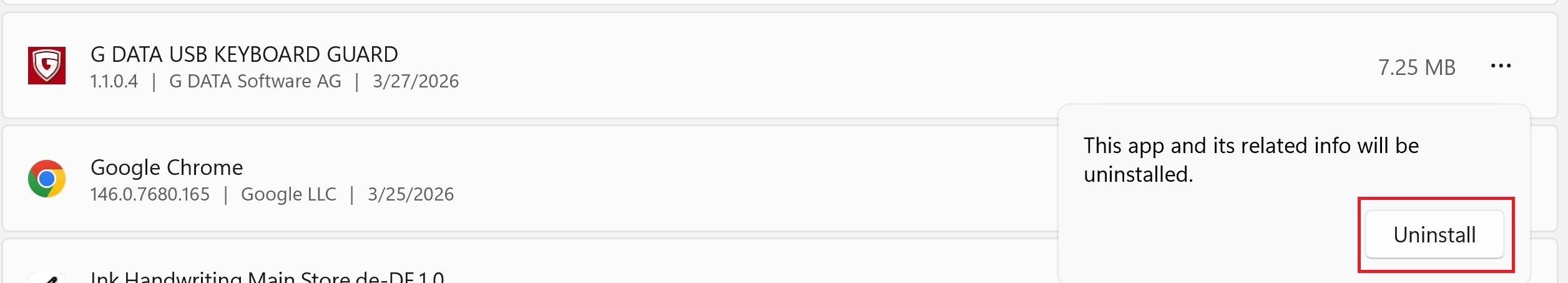 confirm Uninstallation