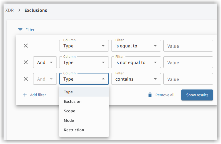 Filter Customers G DATA XDR