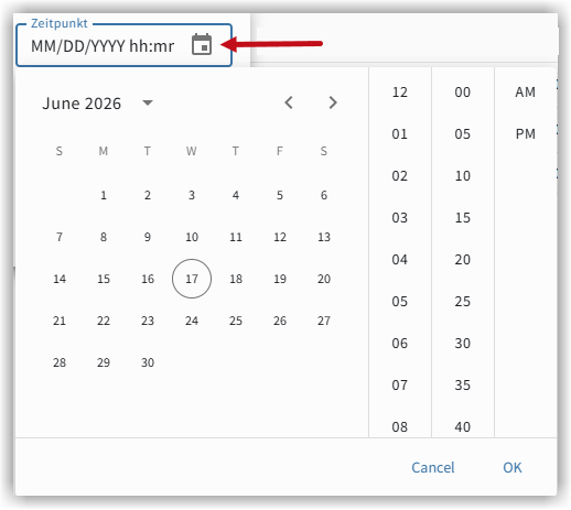 Calendar selection