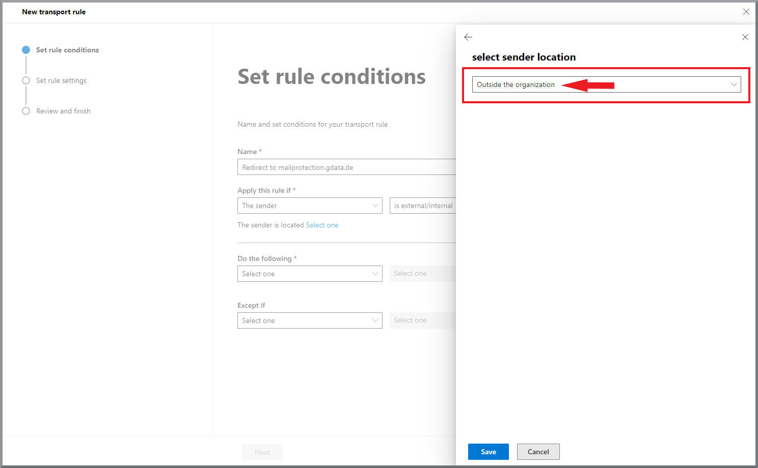 G DATA 365 | Mail Protection Neue Regel hinzufügen